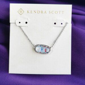 Kendra Scott Elisa Pendant Necklace. Silver Red White Blue Star Illusion